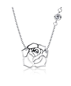 Rose Shaped CZ Silver Necklace SPE-4882